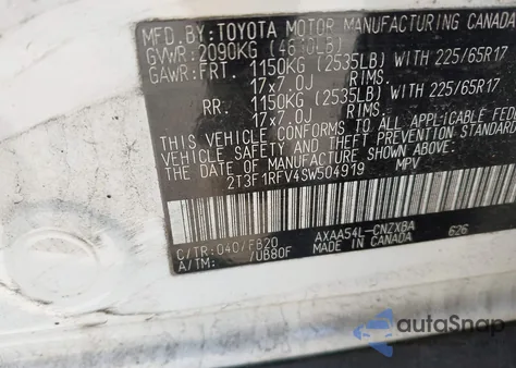 2025 Toyota Rav4 Le from USA, damaged, VIN 2T3F1RFV4SW504919